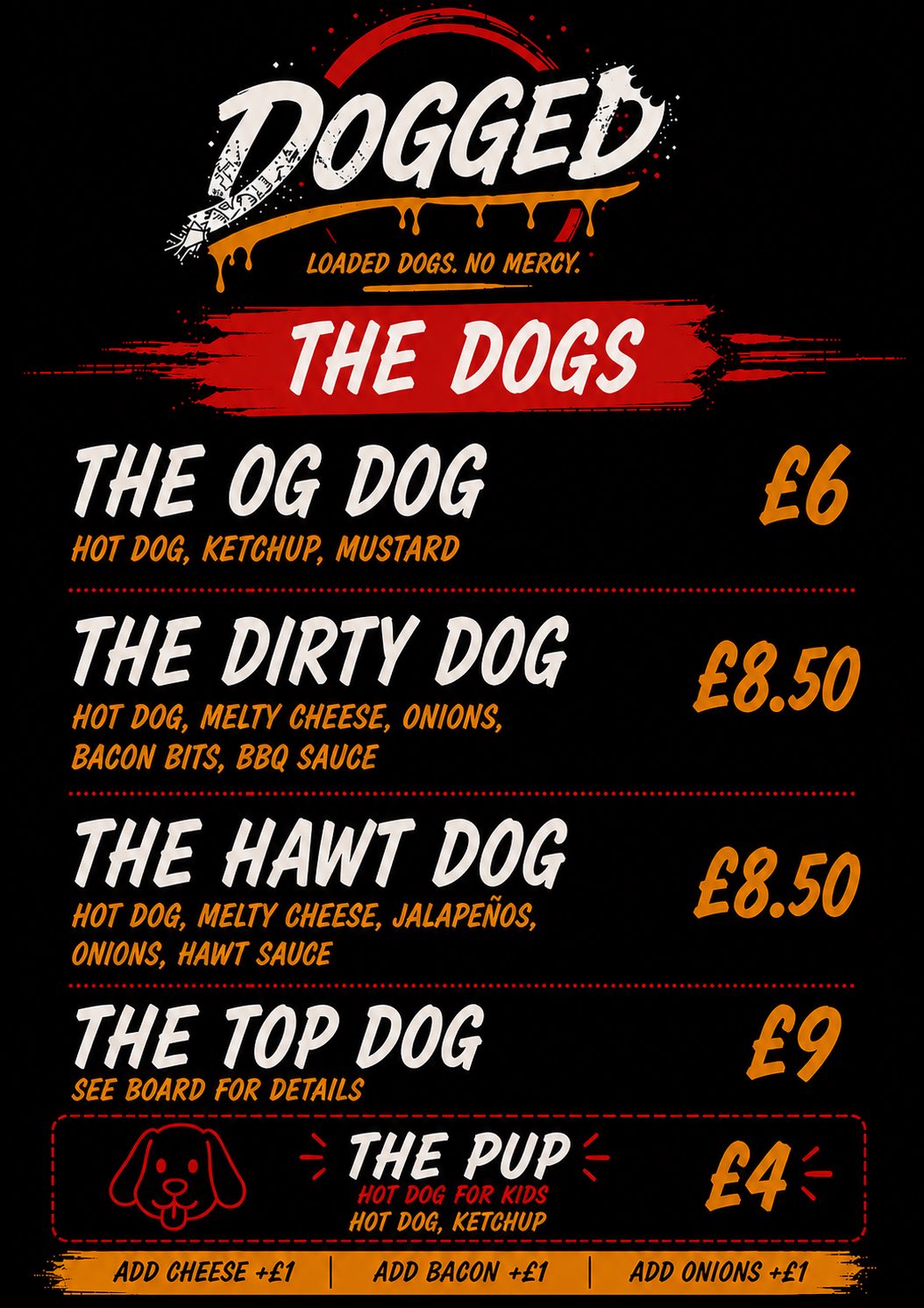 The Dogs menu
